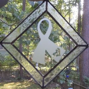 Cancer ribbon stained glass